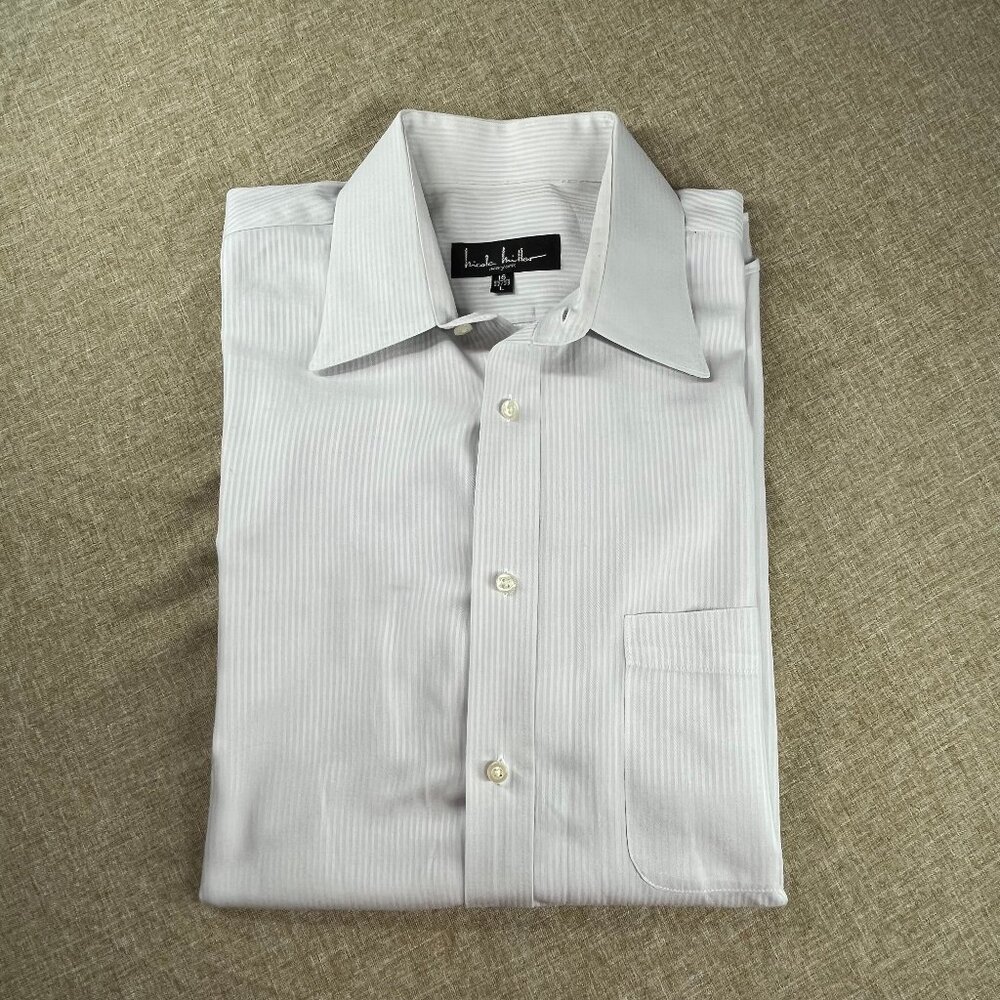 Nicole Miller Men Dress Shirt Long Sleeve, Size L (16, 32-33)